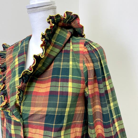 Free People Molly Plaid Ruffle Top XS Festival - Picture 3 of 16